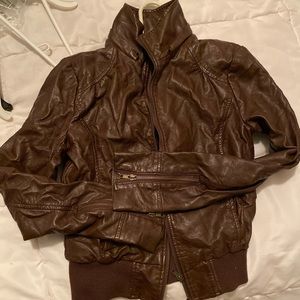Brown leather jacket